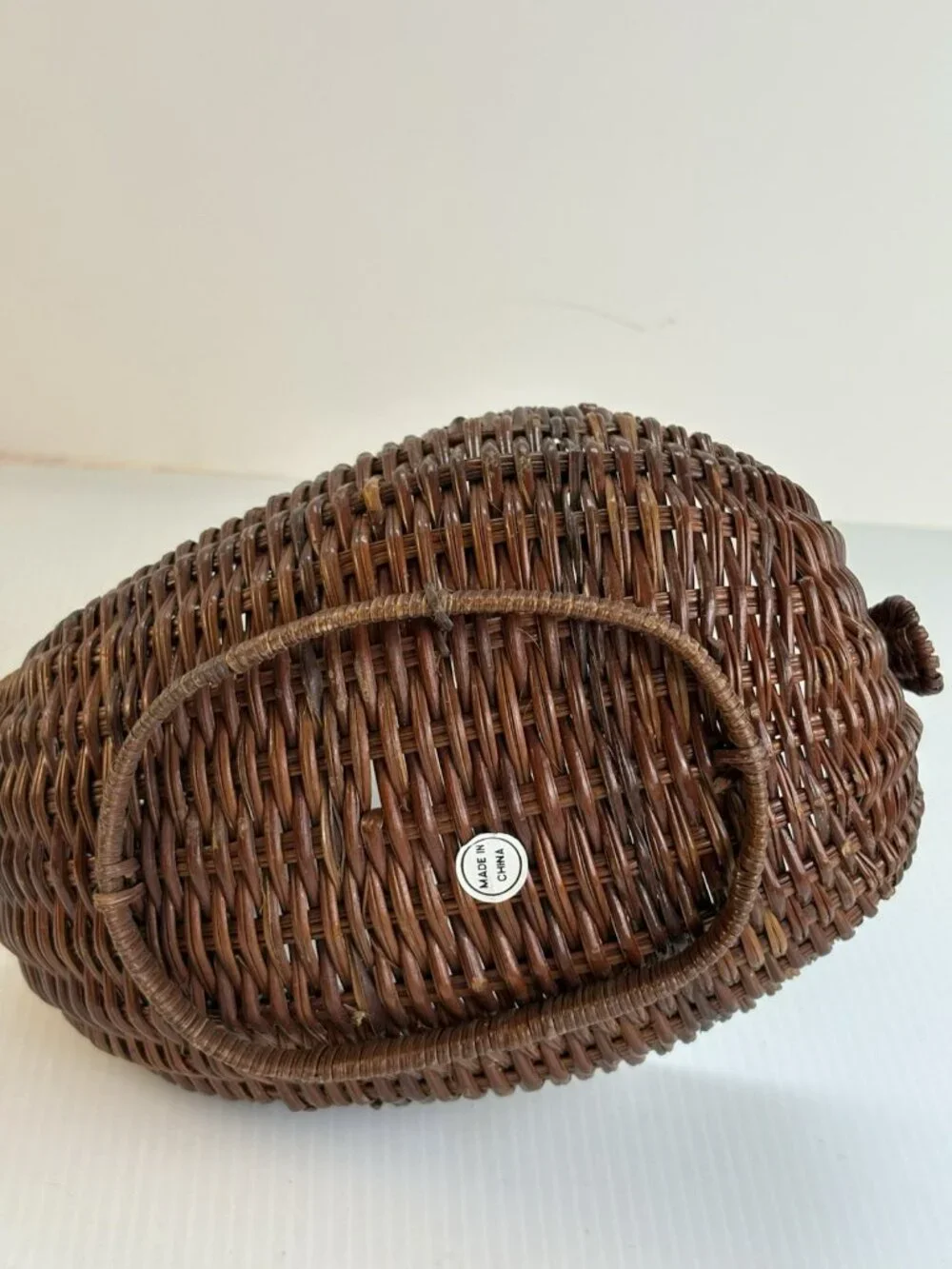 Vintage Woven Deer Wicker Basket Rustic Cabin Lodge Decor Brown